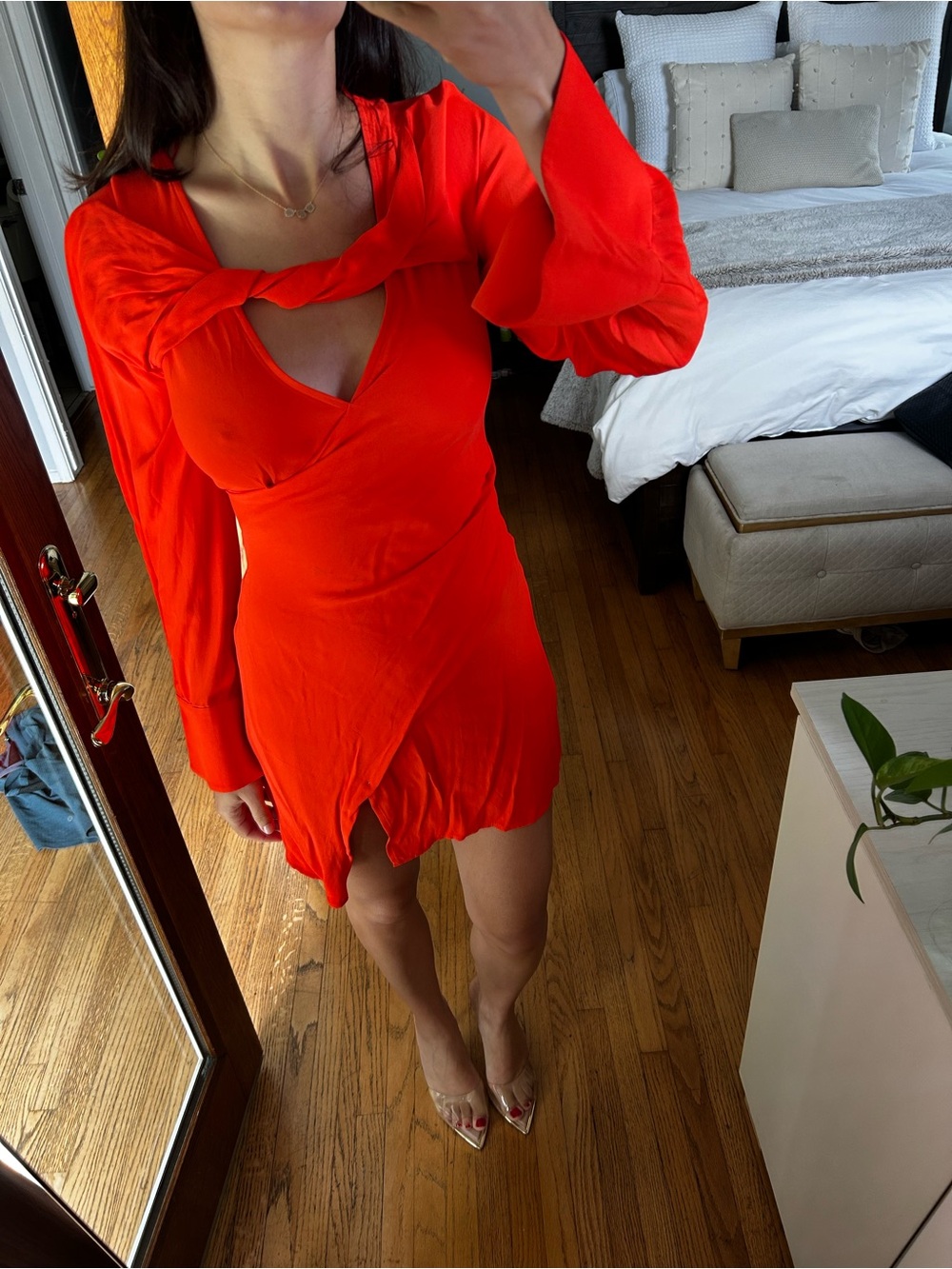 Finders Keepers Vibrant Red Orange Mini Dress